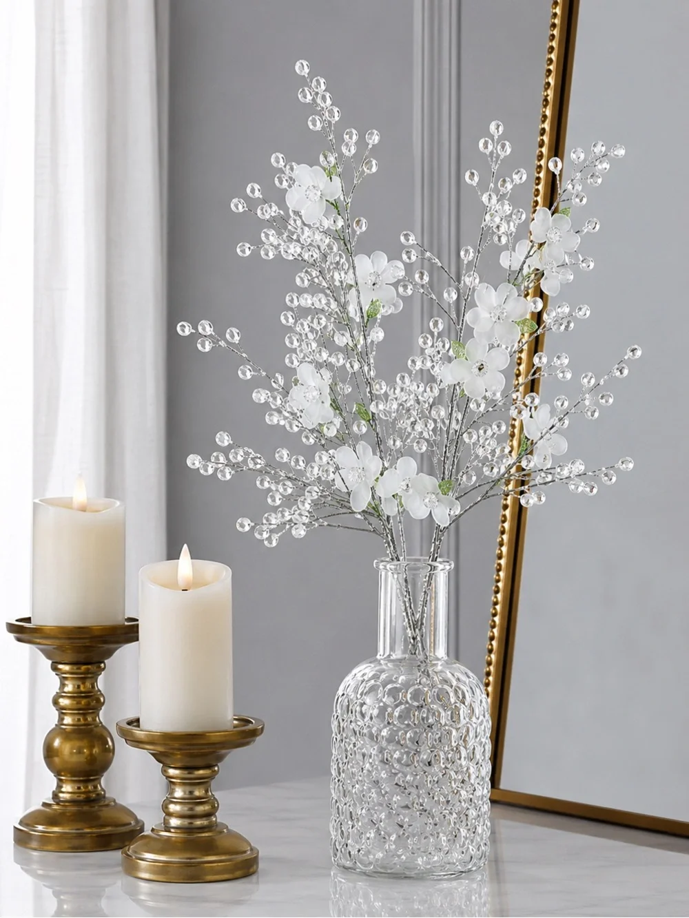 Valerie Parr Hill Frosted Flower Bead Picks Set of 4 Home Decor NWT